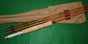 ROD: Fine Sharpe's The Aberdeen 9' 3 piece + correct spare tip cane fly rod, in as new condition,