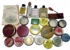 ACCESSORIES: Mixed collection of fly dressing tins and bottles, incl. Hardy Cerolene, Allcock