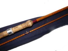 ROD: B James & Son London, England Richard Walker Mk1V Avon, 10' 2 piece split cane, burgundy