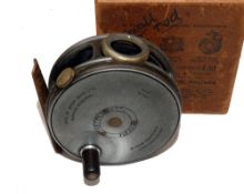 REEL: Hardy Perfect 2 7/8" alloy trout fly reel, Duplicated Mk2 check, good smoke agate line