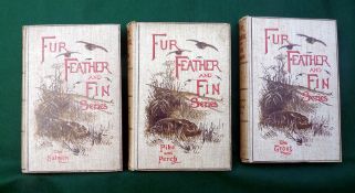 3 x Volumes - "Fur, Feather And Fin" series, "The Salmon" 1st ed 1898, "The Trout" 1899 plus "Pike