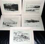 PRINTS: (5) Set of 5 Norman Wilkinson dry point prints entitled "River Garry", "The Bothy Pool", "