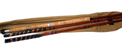 ROD: Sharpe's of Aberdeen 12' 3 piece with correct spare tip, spliced joint salmon fly rod, burgundy