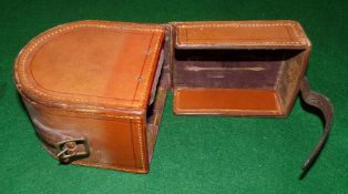 REEL CASE: Fine D shaped block leather reel case, internally stamped "J Peek, London"?, underside of