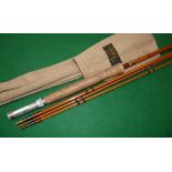 ROD: Sharpe's of Aberdeen 10' 3 piece with correct spare tip impregnated cane fly rod, burgundy