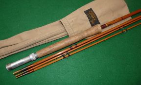 ROD: Sharpe's of Aberdeen 10' 3 piece with correct spare tip impregnated cane fly rod, burgundy