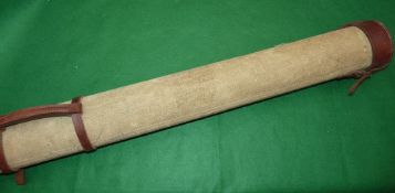 ROD TUBE: Traditional canvas/leather rod tube 61" long, 4" outside diameter, leather base cap and