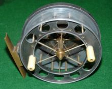 REEL: Fine early alloy 6 spoke Aerial reel with tension regulator, 4.5" diameter, twin white