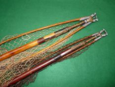 LANDING NETS: (2) Fine pair of Hardy Eclipse salmon folding landing nets, with 18" and 22" ash