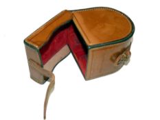 REEL & CASE: (2) Fine Hardy block leather fly reel case to fit above reel & others, red baize lined,