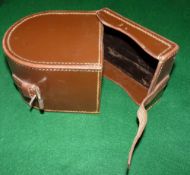 REEL CASE: Fine D shaped block leather reel case, original strap/buckle and internal block with full