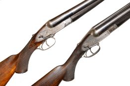 Pair Stephen Grant & Sons 12g Sidelever Sidelock Ejectors Ser No. 6432 and 642, fluted fences,