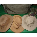 CLOTHING: Three bushman style hats by Barbour, Country Classics and a similar suede model, all