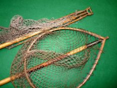 LANDING NETS: (2) Hardy The Coquet landing net, pear shaped ash frame 17"x12", brass hinged yoke