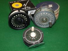 REELS: (3) Hardy St Aidan lightweight salmon fly reel, U shaped line guide, rim tension adjuster,