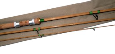 ROD: Custom built 11' 3 piece split cane chub or Avon rod in as new condition, light straw cane,