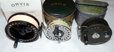 REELS: (3) Orvis Battenkill large arbour reel size 3, black finish, rear drag adjuster in MOB, an