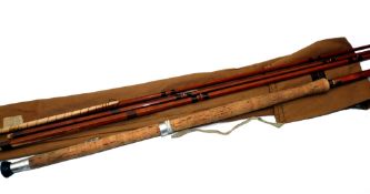 ROD: Sharpe's of Aberdeen 14' 3 piece with correct spare tip, spliced joint salmon fly rod, 19"