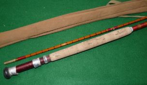 ROD: Handmade 10' 2 piece light salmon/sea trout split cane fly rod, burgundy close whipped, agate