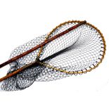 ACCESSORY: Fine ash framed bentwood landing net, 20"x16", with brass yoke, knotless deep mesh,