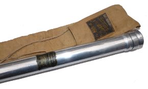 ROD TUBE: Early Hardy screw top alloy rod tube, 38.5" long, 1.4" outside diameter, shield transfer