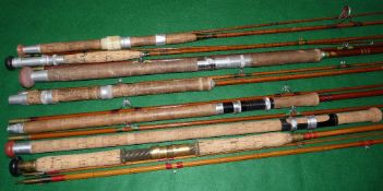 RODS: (7) Collection of split cane and fibreglass rods, 6 x spinning, 1 x fly, lengths 7'-11',