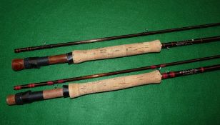 RODS: (2) Pair of Steve Parton hand built Stratonymph carbon fibre trout fly rods, both 10' 2