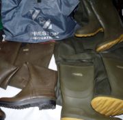 WADERS: (3) Pair of Dunlop green vinyl chest waders, size 42, cleated soles, a pair of Aigle thigh