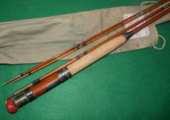 ROD: Fine Farlow of London 10' 3 piece with correct spare tip greenheart trout fly rod, black