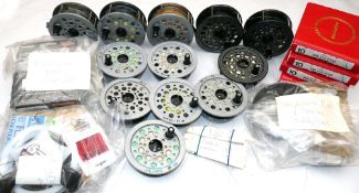 REELS & SPOOLS: (12) Collection of 5 JW Young for Shakespeare Beaulite alloy salmon fly reels, 4.25"
