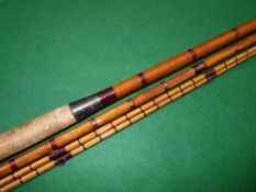 ROD: Early Hardy 18' greenheart/bamboo drop ring salmon fly rod, stamped No.28 to butt cap,