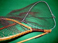 LANDING NETS: (2) Rare Hardy The Cast Over Net, c1911, bent ash pear shaped frame 15"x11" with