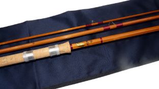 ROD: Chapman The Shefford 11' 3 piece split cane river rod, burgundy whipped high bells guides,