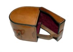 REEL CASE: Early Hardy Bros. Alnwick block leather fly reel case, red baize lined, internally