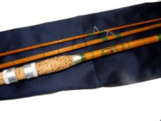 ROD: Poolson of Redditch 11' 3 piece Avon style rod, whole cane butt, split cane middle/tip, green