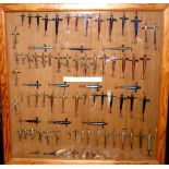 LURE DISPLAY: Collection of vintage classic metal Devon minnow lures, ranging in sizes 1"-3",