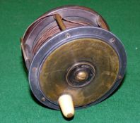 REEL: Early F T Williams alloy Hercules pattern salmon fly reel with ebonite backplate, 3.75"