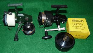 REELS & SPOOLS: (4) Abu Cardinal 66 green/cream spinning reel, foot stamp 090500, good original