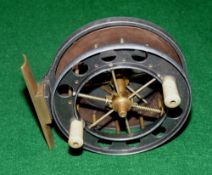 REEL: Fine early alloy 6 spoke Aerial reel with tension regulator, 3.5" diameter, twin crazed