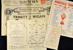 1960 Rugby League Challenge Cup Final signed programme, signed dinner menu and other ephemera to