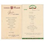 2x rare 1961 South Africa Springbok rugby tour to France and Spain menus - to incl Lourdes 12th