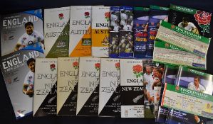 Collection of England v Australia and New Zealand rugby programmes from 1958 onwards to incl vs