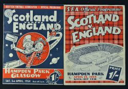 International football match programmes Scotland v England 3 April 1954, Scotland v England 14 April