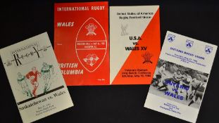 Collection of Wales rugby tour programmes to North America from 1973 onwards to incl vs British