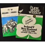 1976 New Zealand v Ireland rugby programme - played at The Athletic Park Wellington New Zealand on