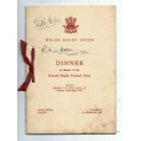 1956 Wales vs Scotland rugby signed dinner menu - held at The Royal Hotel Cardiff on Saturday 4th