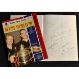 Rugby World '99 Book signed by British Lions rugby players: Publ'd by Save and Prosper signed to the
