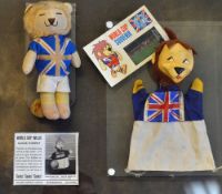 1966 World Cup Willie Mascot 20cm high approx. and a World Cup Willie glove puppet by Pelham in a