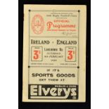 1936 Ireland v England rugby programme - played at Lansdowne Road 8th February some slight pocket