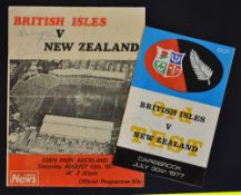 1977 British Lions rugby tour to New Zealand Test Match Programmes one signed - to incl the 3rd test